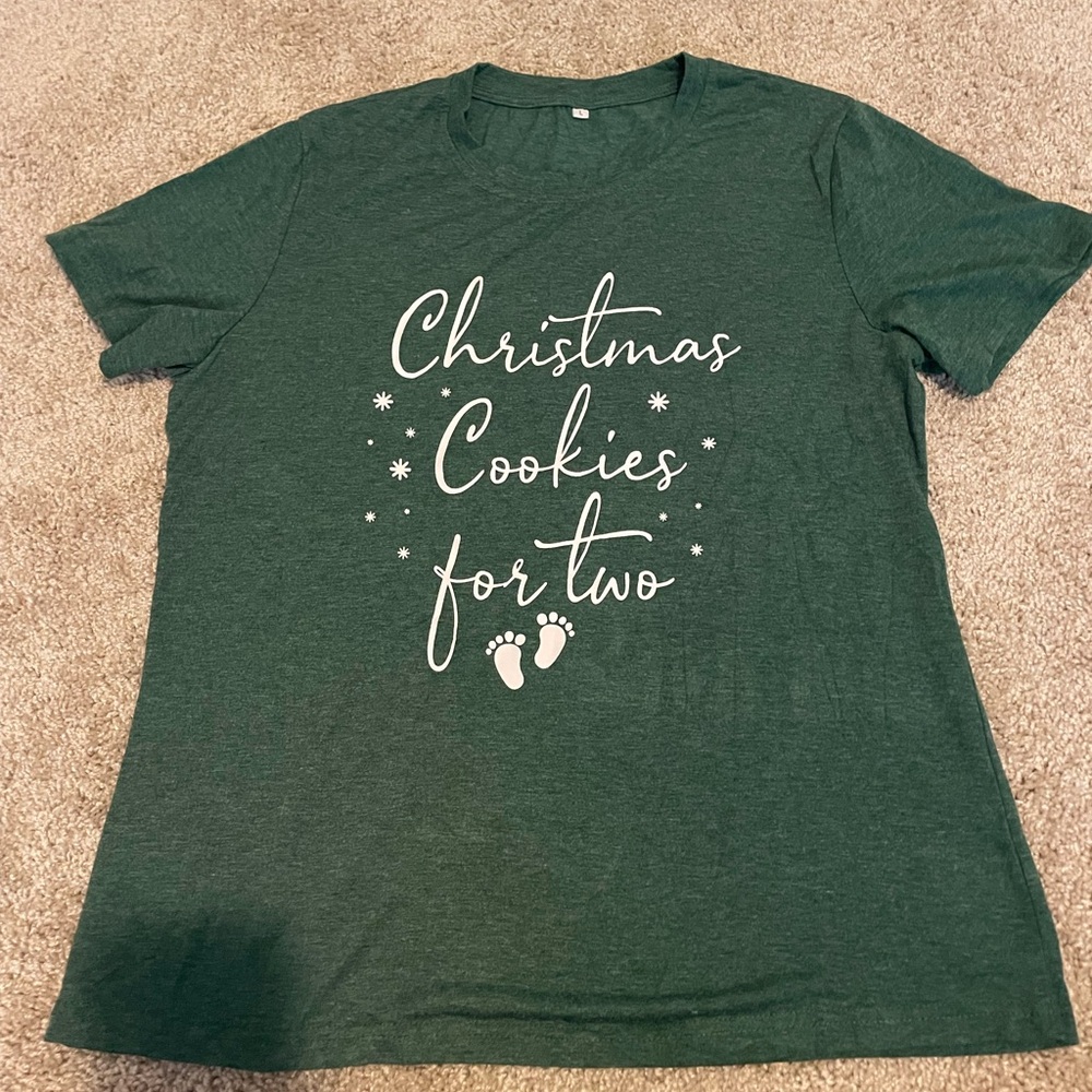 Maternity Christmas Cookies for Two T-Shirt Size Large NWOT